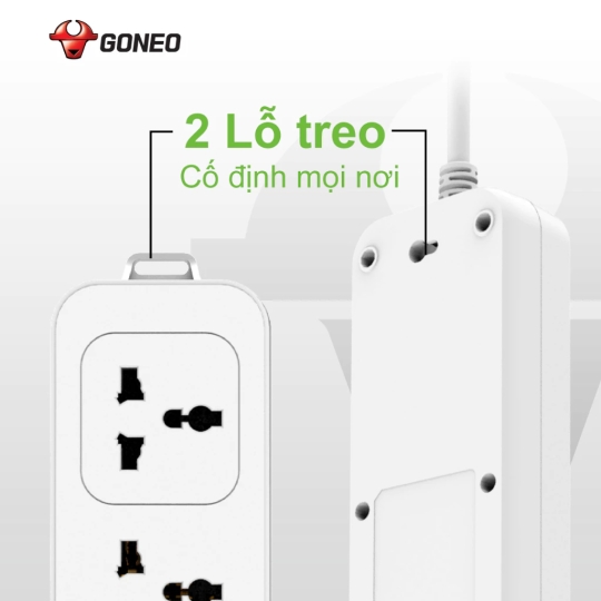 Ổ CẮM ĐIỆN GONEO N1040 – 4 Ổ ĐA NĂNG 1 CÔNG TẮC – CHỐNG CHÁY,CÔNG SUẤT 2500W – CHÍNH HÃNG
