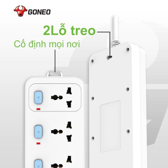 Ổ CẮM ĐIỆN GONEO 4 Ổ ĐA NĂNG 4 CÔNG TẮC - CÔNG SUẤT 10A/250/2500W – TRẮNG – CHÍNH HÃNG – N3040