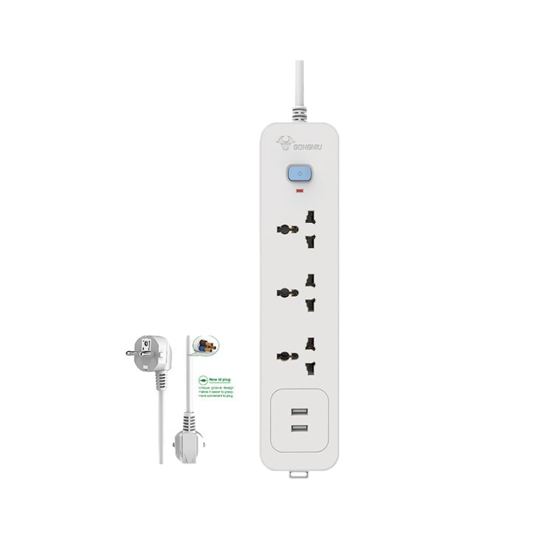 Ổ CẮM ĐIỆN GONEO 3 Ổ ĐA NĂNG + 2 USB 1 CÔNG TẮC – DÂY DÀI 1.8M | CÔNG SUẤT 2500W – CHÍNH HÃNG GONEO VIỆT NAM