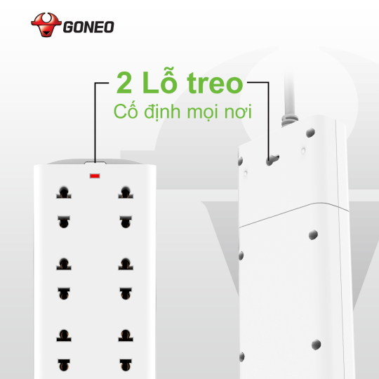 Ổ CẮM CHỐNG CHA GONEO ĐA NĂNG 8 Ổ 1 CÔNG TẮC 2500W – V1080
