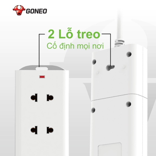 Ổ CẮM ĐIỆN CHỐNG CHÁY GONEO ĐA NĂNG 4 Ổ 1 CÔNG TẮC 2500W – V1040 – CHÍNH HÃNG – CHỐNG CHÁY