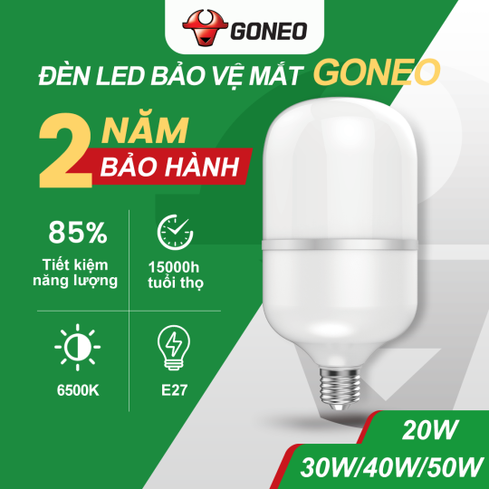 Bóng đèn LED Bulb Trụ Gongniu MQ–C0ABS – Công suất 20W,30W,40W,50W – E27, 6500K