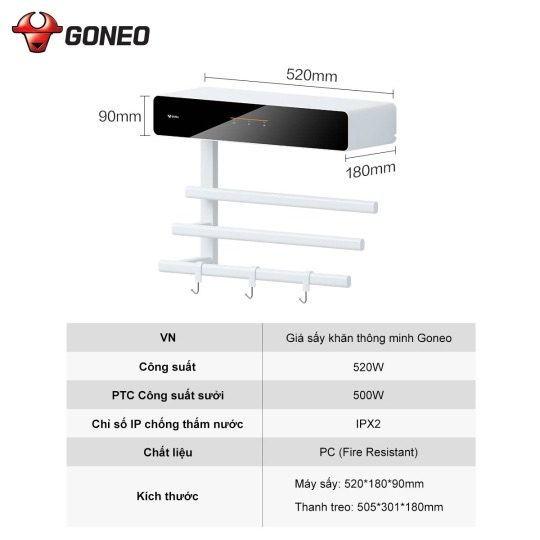 MÁY SẤY KHĂN THÔNG MINH GONEO M02A