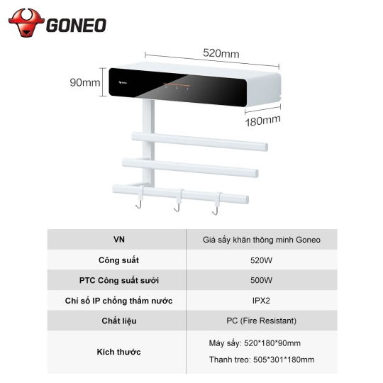 MÁY SẤY KHĂN THÔNG MINH GONEO M02A