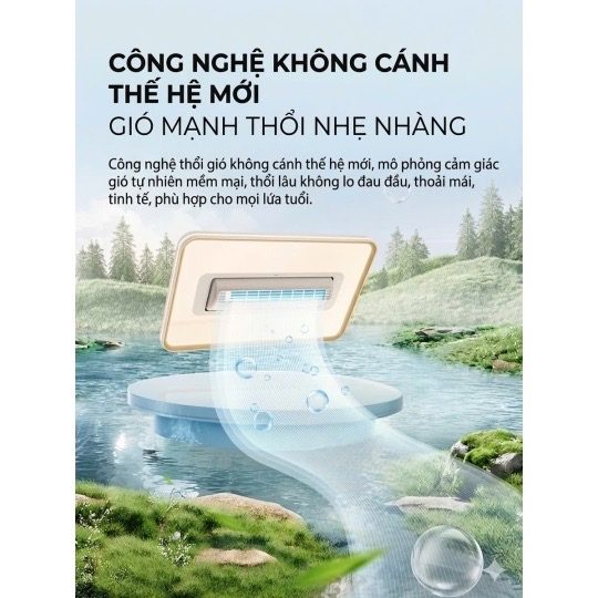 ĐÈN QUẠT KHÔNG CÁNH HÌNH CHỮ NHẬT GONEO - F59C