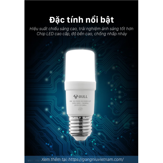 Bóng đèn LED Bulb Gongniu 6W E27 – MQ-E006A- BS 6500K – Tiết Kiệm Điện – Chống Nhấp Nháy – Hiệu Suất Cao