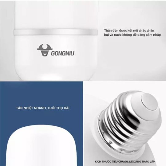 Bóng đèn LED Bulb Trụ Gongniu MQ–C0ABS – Công suất 20W,30W,40W,50W – E27, 6500K