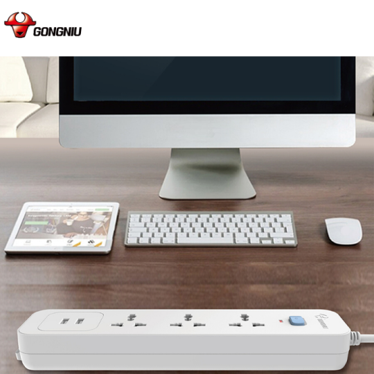 Ổ Cắm Điện Gongniu 3 Ổ Đa Năng + 2 USB 1 công tắc 2500W/10A Dây Dài 1.8m – N103U