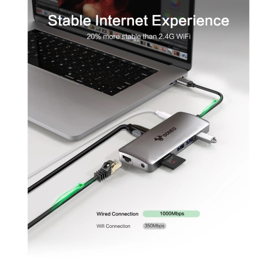 HUB GONEO 11 in 1 USB-C Docking Station, DEX với 2 cổng HDMI 4K, Sạc Nhanh Chuẩn PD 100W ,5Gbps USB-C,1000Mbps Ethernet Port,USB C Dongle for MacBook, Dell XPS, Samsung Galaxy