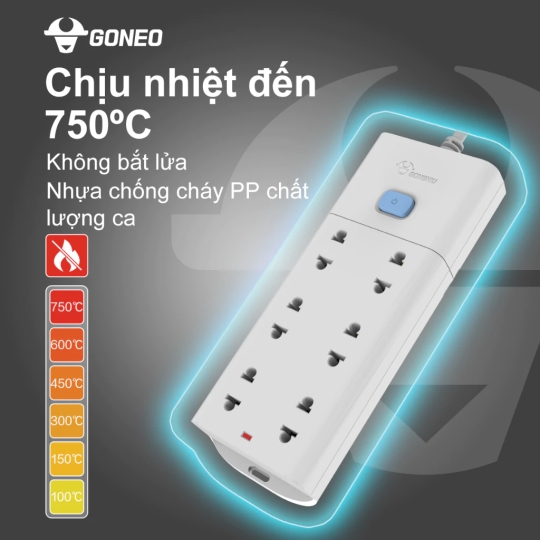 Ổ Cắm Điện Gongniu Đa Năng 6 Ổ 1 Công Tắc 2500W – V1060