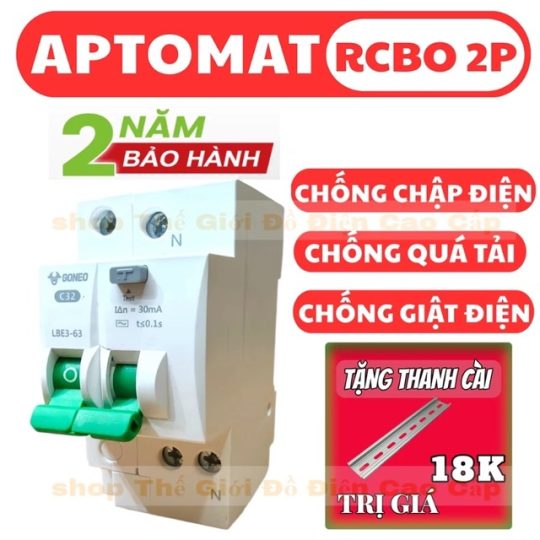 Aptomat  RCBO Chống Giật, Chống Rò, Quá Tải LBE3 (25A/32A/40A/63A)