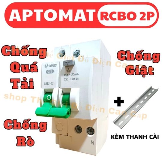 Aptomat  RCBO Chống Giật, Chống Rò, Quá Tải LBE3 (25A/32A/40A/63A)
